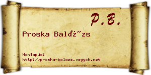 Proska Balázs névjegykártya